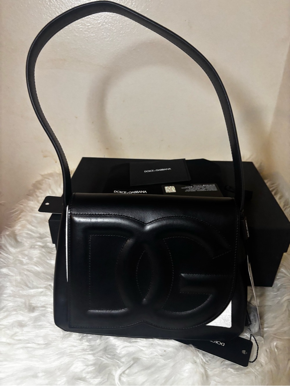 Dolce & Gabbana Black Leather DG Shoulder Bag